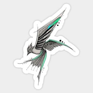 Beautiful Hand Drawn Bird Flying Sticker